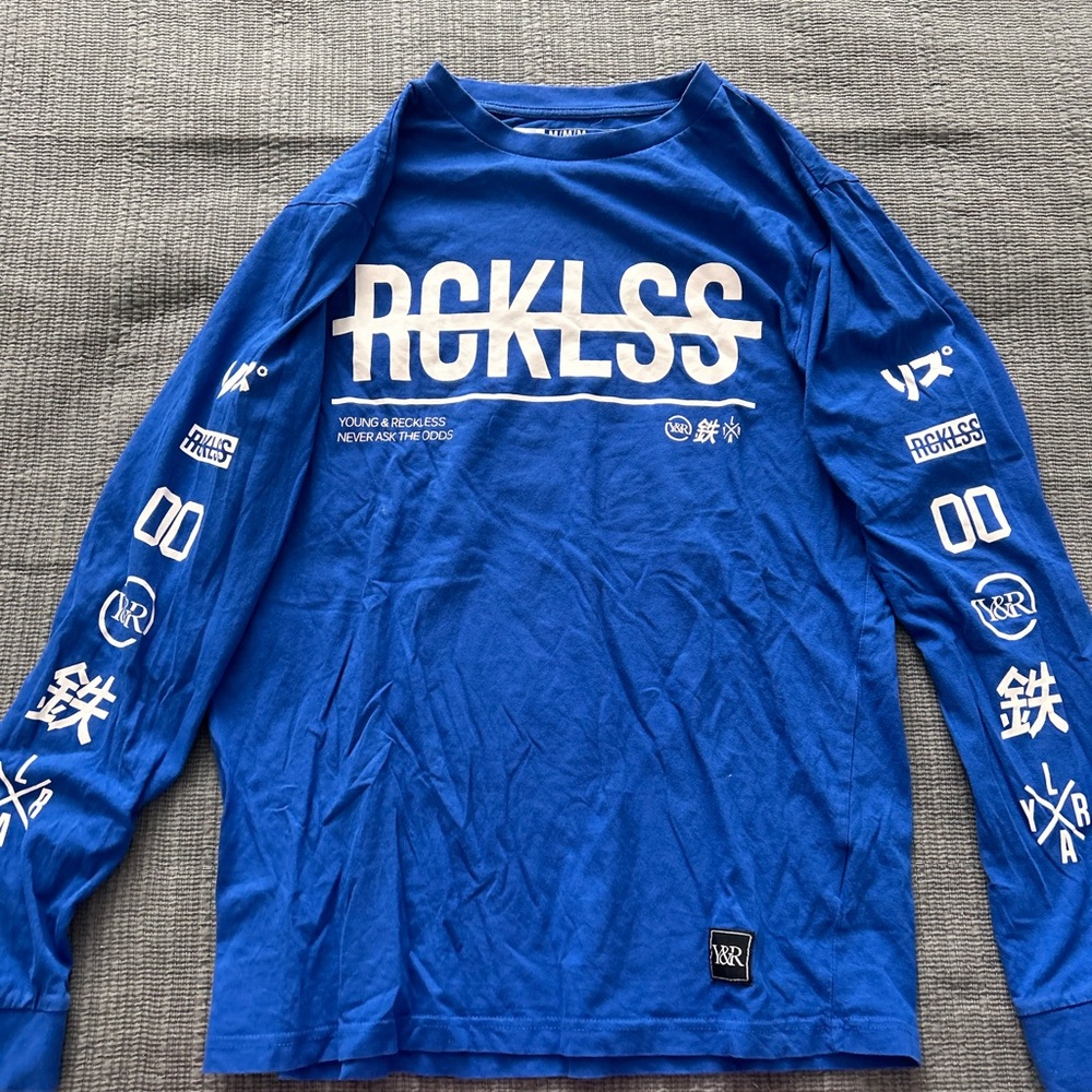 Young & Reckless Blue Graphic Long Sleeve Shirt